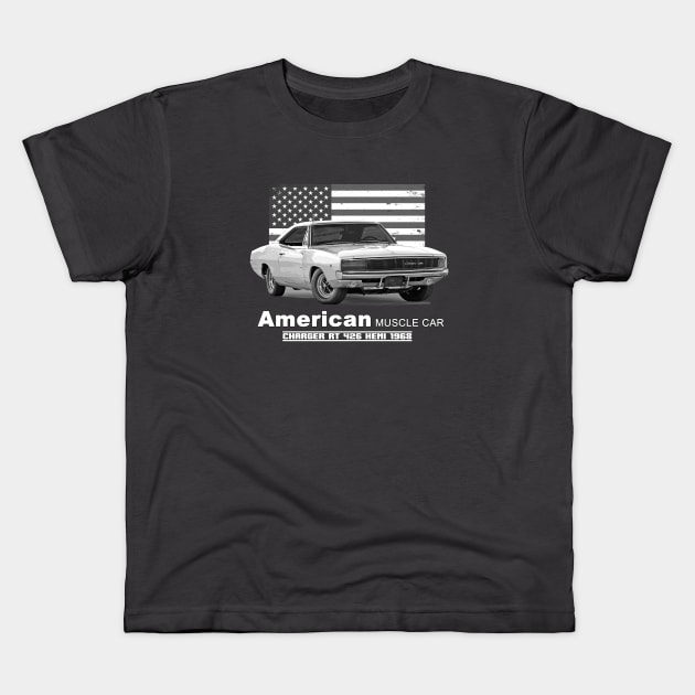 Charger RT 426 Hemi American Muscle Car 60s 70s Old is Gold Kids T-Shirt by Jose Luiz Filho